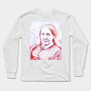 Elizabeth Gaskell Portrait | Elizabeth Gaskell Artwork Line Art Long Sleeve T-Shirt